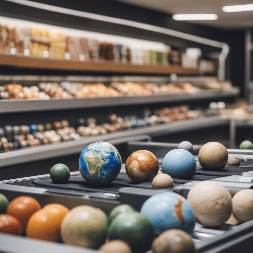 Planets at the checkout in a supermarket.